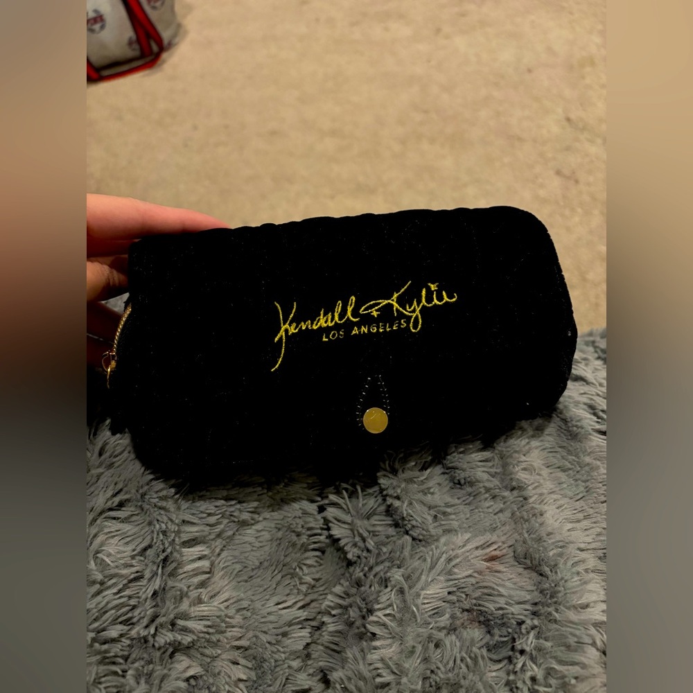 Black Kendall and Kylie black velvet makeup case/brush case
